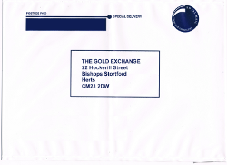 Prepaid envelope for sending your gold to Gold Exchange